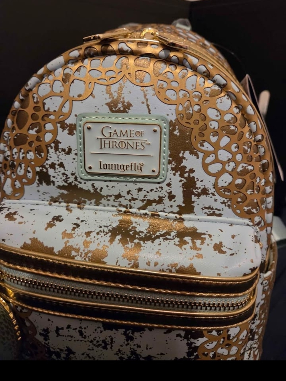 Loungefly White and Gold Game of Thrones Mini Backpack